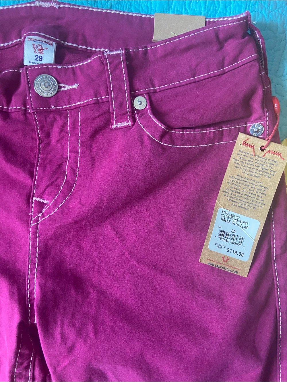 True Religion Women’s Super Skinny Jeans in Boysenberry Pink - Picture 10 of 10